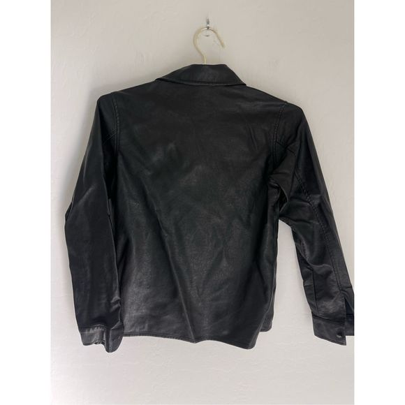 L'ECOLE DES FEMMES Faux Leather Button Down Shirt Size Small - Picture 7 of 9
